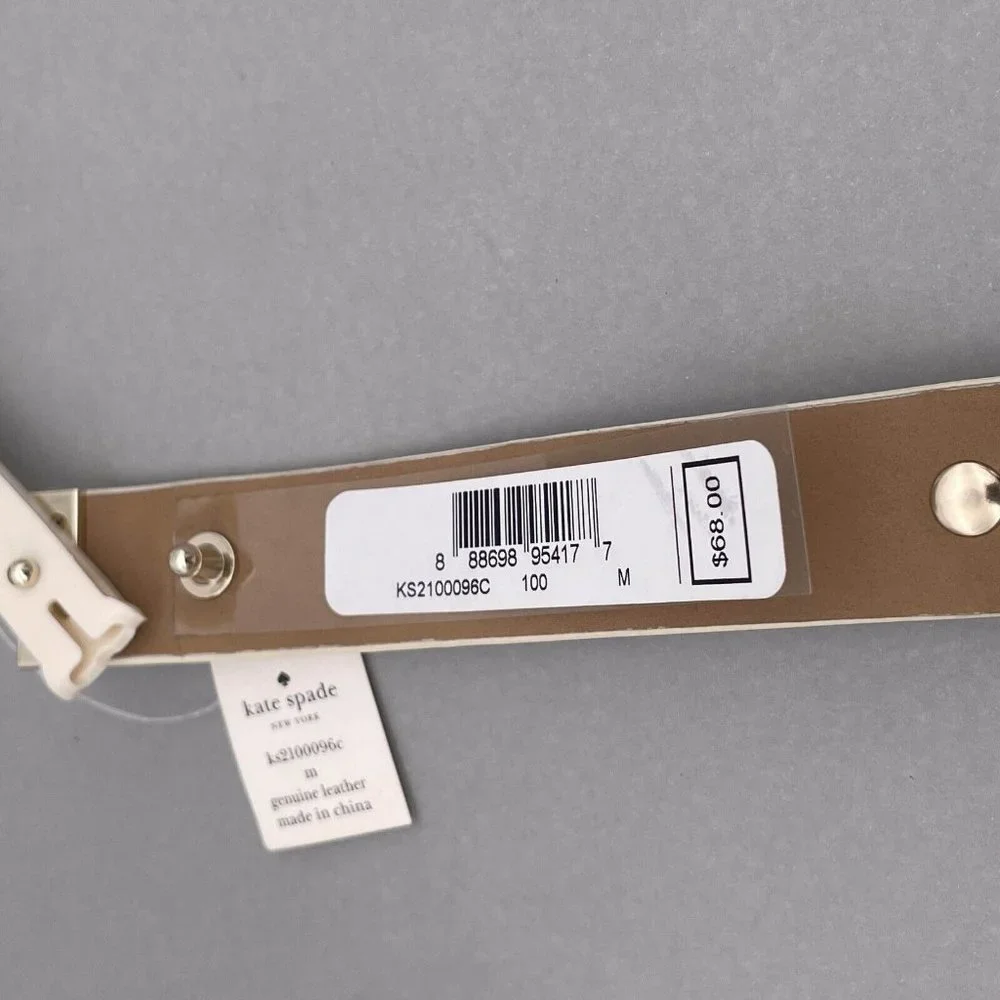 Kate Spade New York Women's Genuine Leather Bow Belt Medium Off White - Picture 6 of 8